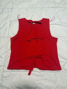 1. State Red Tie-Back Sleeveless Tank